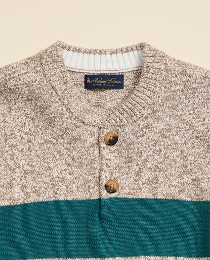 Cotton Rugby Stripe Marled Henley Sweater, image 6