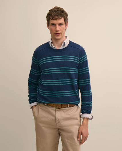 Supima&reg; Cotton Heathered Stripe Sweater, image 1