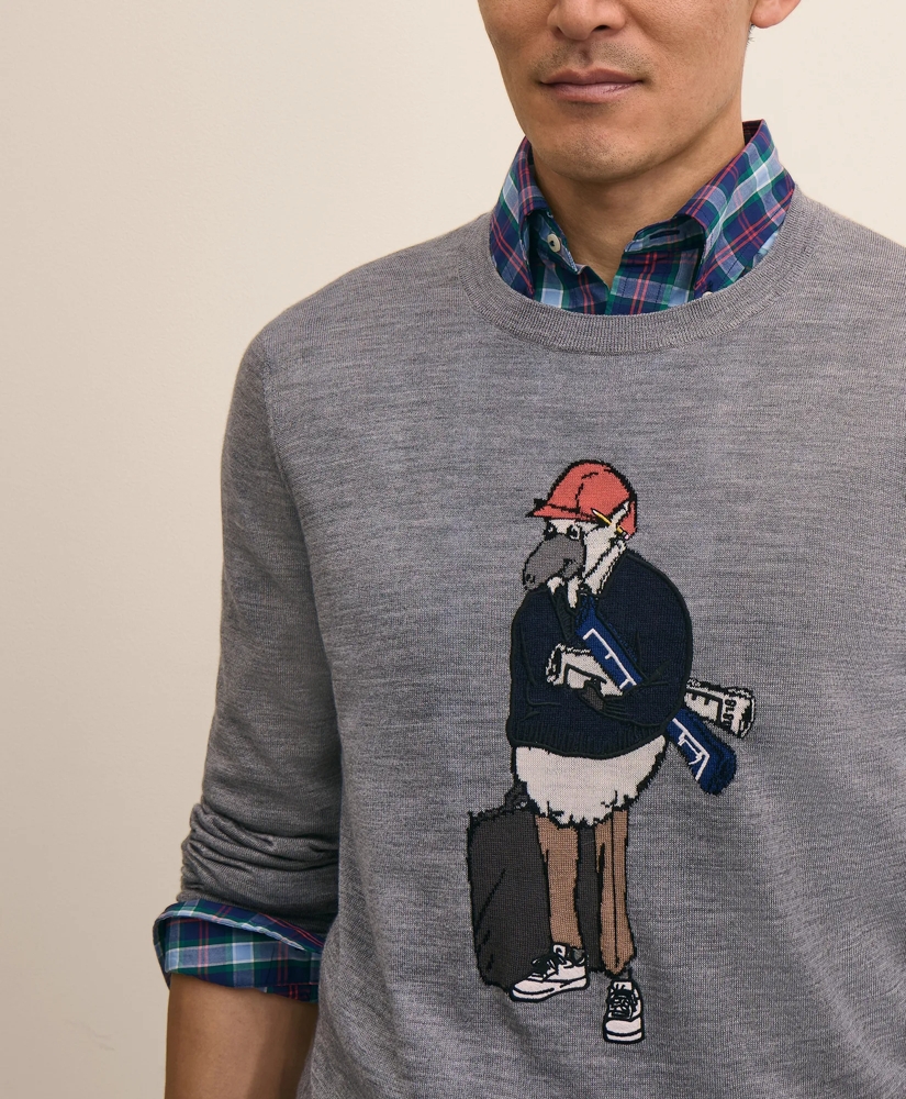 Merino Wool Henry Intarsia Sweater, image 2