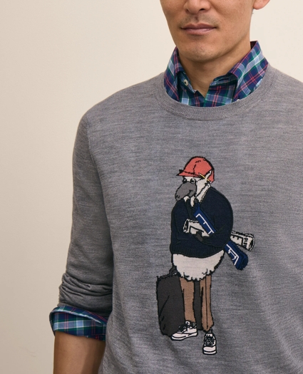 Merino Wool Henry Intarsia Sweater, image 2