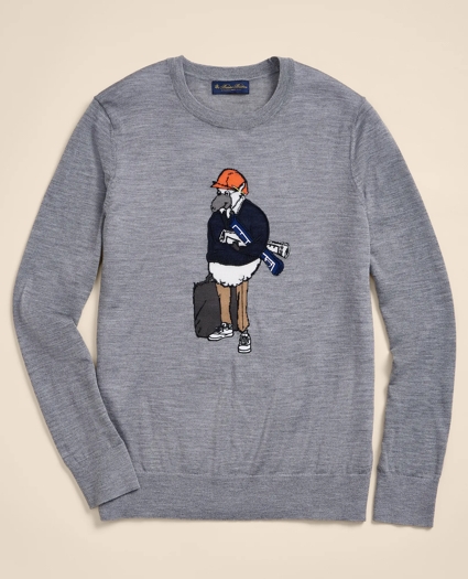 Merino Wool Henry Intarsia Sweater, image 4