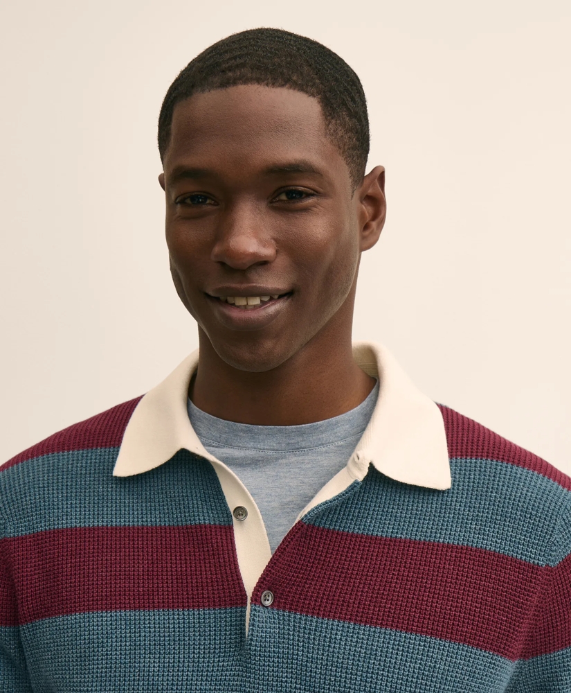 Supima&reg; Cotton Waffle-Stitch Rugby Sweater, image 2