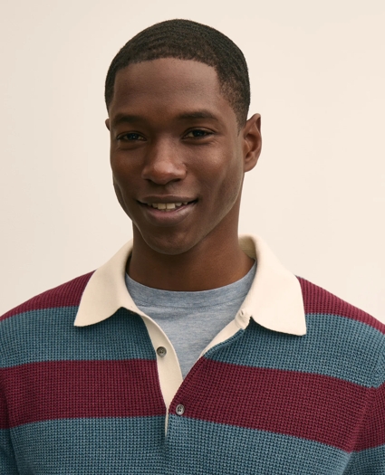 Supima&reg; Cotton Waffle-Stitch Rugby Sweater, image 2