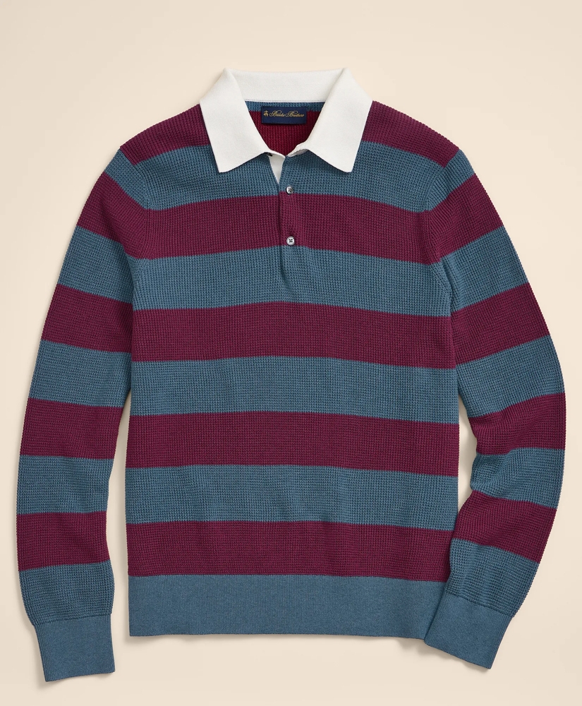 Supima&reg; Cotton Waffle-Stitch Rugby Sweater, image 4