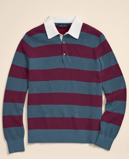 Supima&reg; Cotton Waffle-Stitch Rugby Sweater, image 4