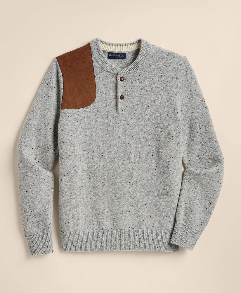 Merino Wool Shoulder-Patch Henley Sweater, image 2
