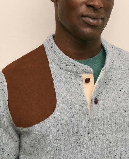 Merino Wool Shoulder-Patch Henley Sweater, image 3