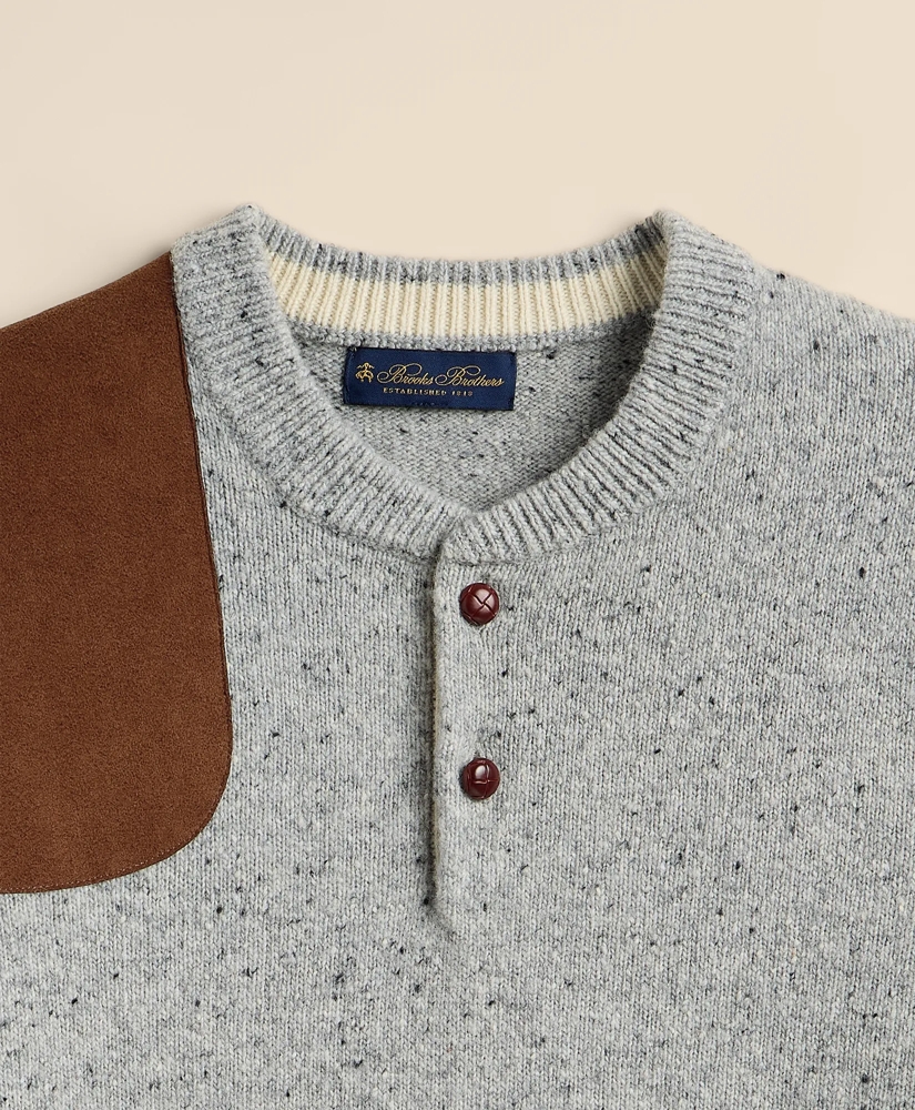 Merino Wool Shoulder-Patch Henley Sweater, image 5