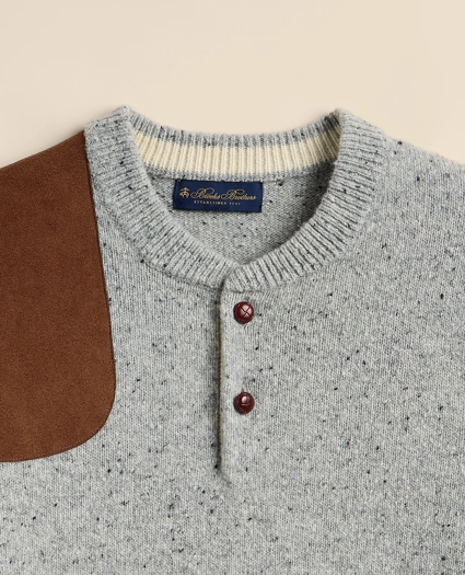 Merino Wool Shoulder-Patch Henley Sweater, image 5