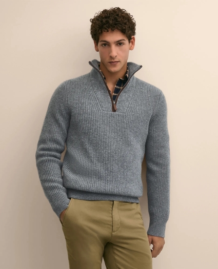 Wool Quarter-Zip Military Sweater, image 1