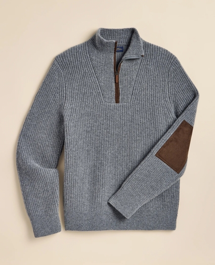 Wool Quarter-Zip Military Sweater, image 2