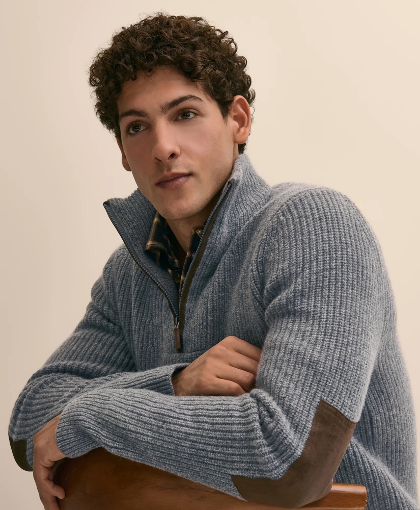 Wool Quarter-Zip Military Sweater, image 3