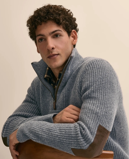 Wool Quarter-Zip Military Sweater, image 3