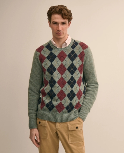 Archive Shetland Wool Argyle Sweater, image 1