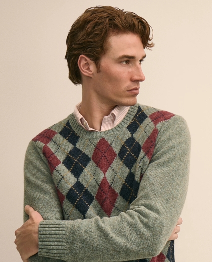 Archive Shetland Wool Argyle Sweater, image 3