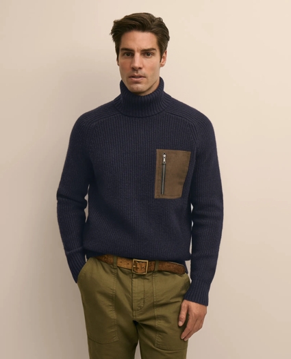 Lambswool Military Turtleneck Sweater, image 1