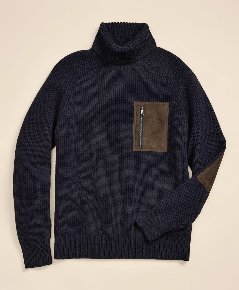 Lambswool Military Turtleneck Sweater, image 2