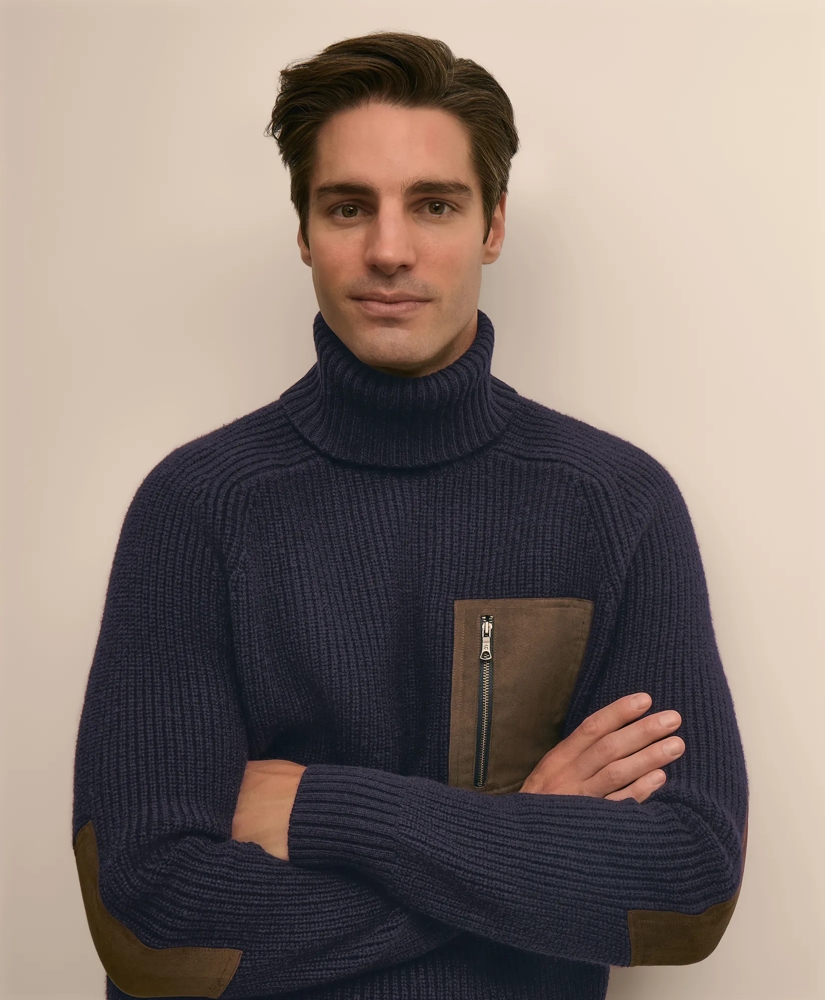 Lambswool Military Turtleneck Sweater, image 3