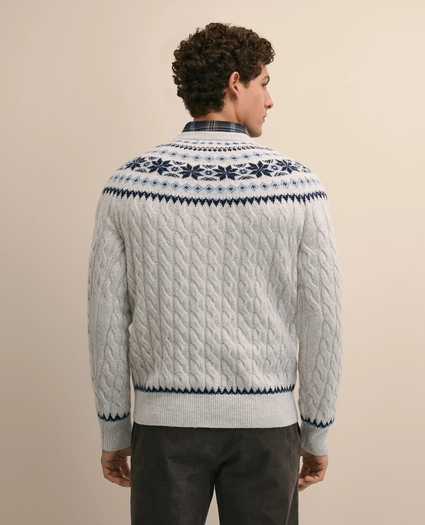 Merino Wool Cable-Knit Fair Isle Sweater, image 4