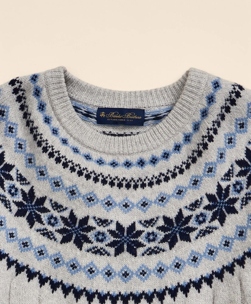 Merino Wool Cable-Knit Fair Isle Sweater, image 5