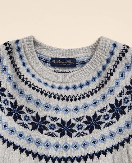 Merino Wool Cable-Knit Fair Isle Sweater, image 5