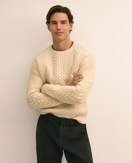Merino Wool Aran Knit Sweater
