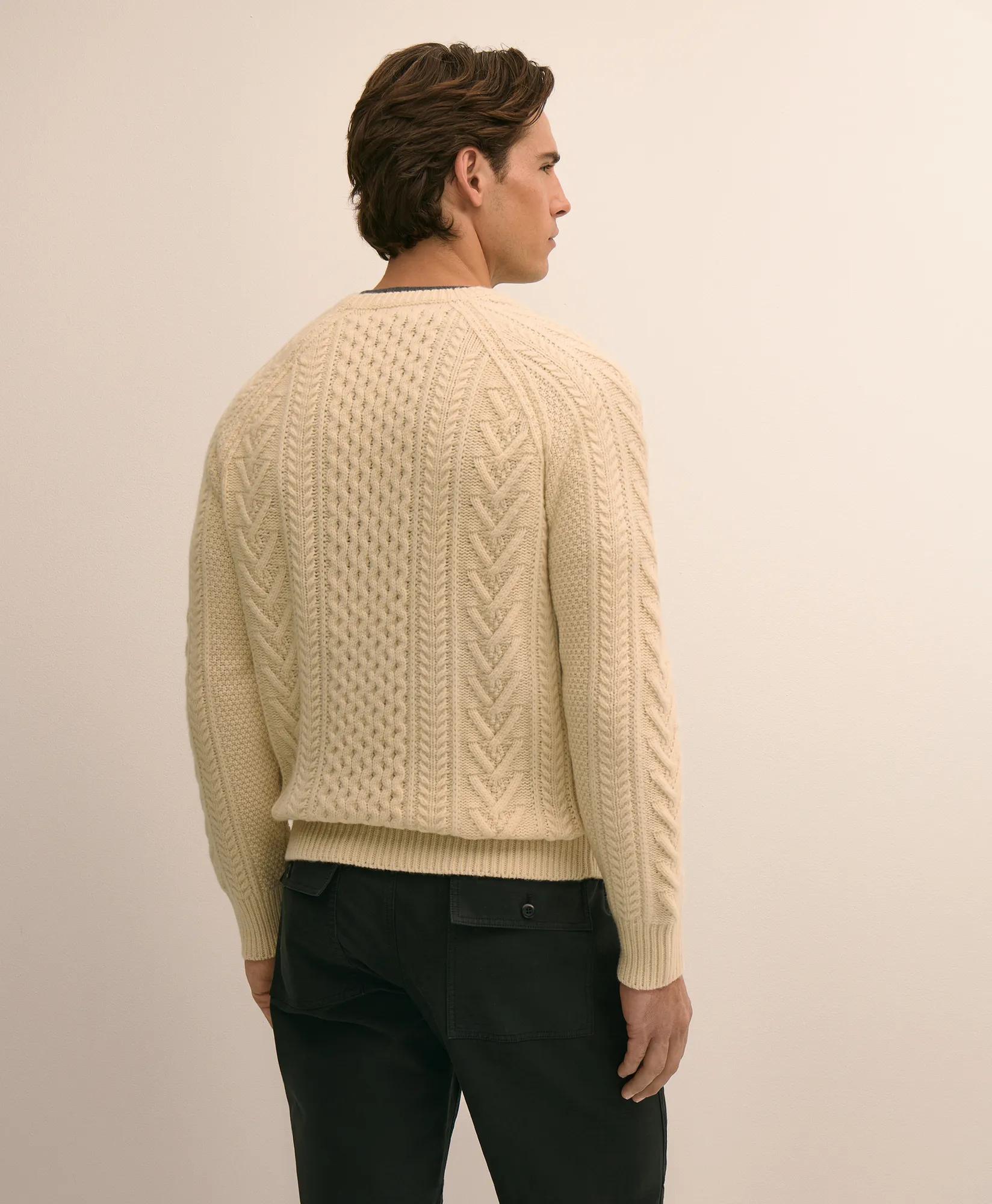 Merino Wool Aran Knit Sweater, image 2