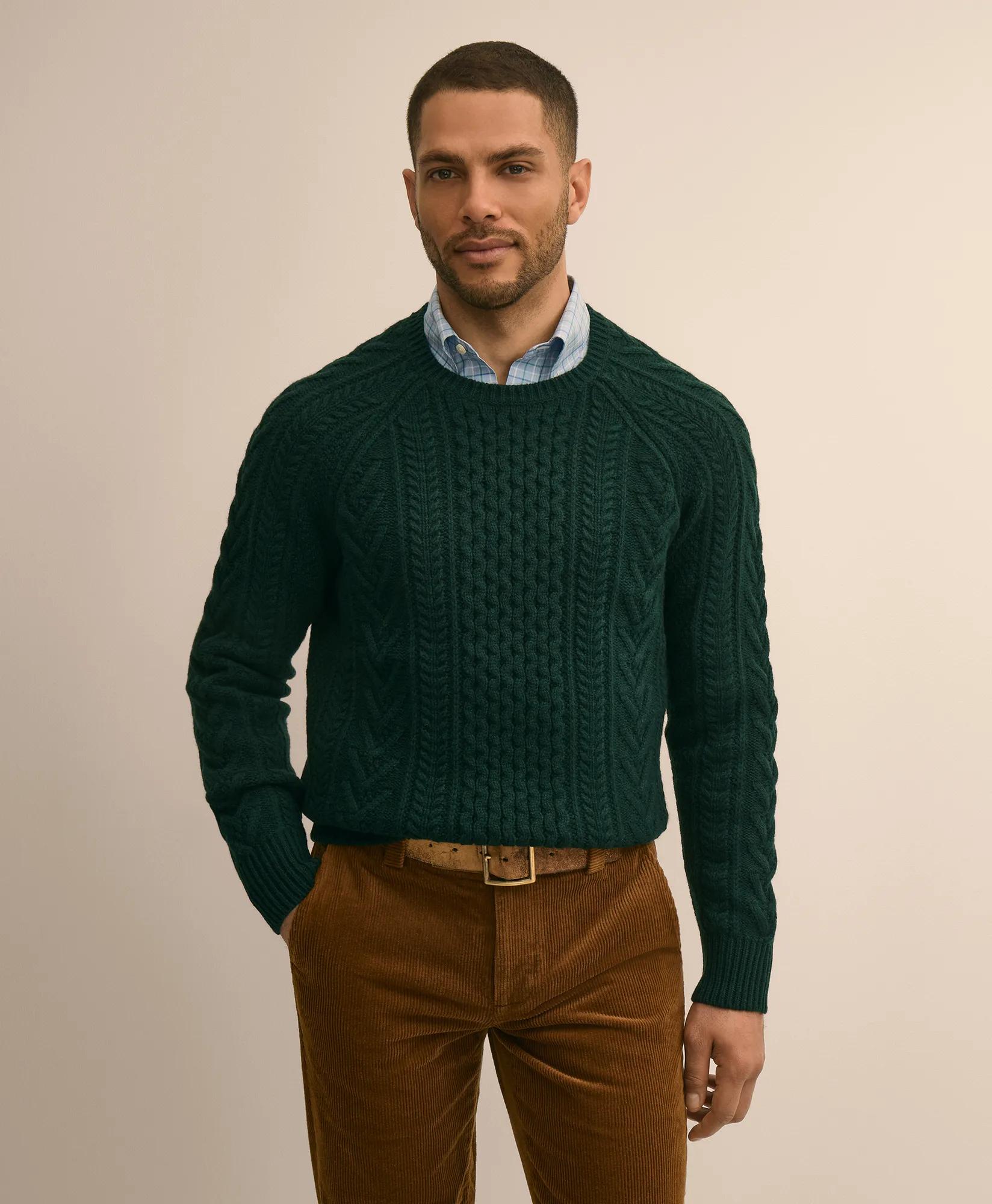 Merino Wool Aran Knit Sweater, image 1