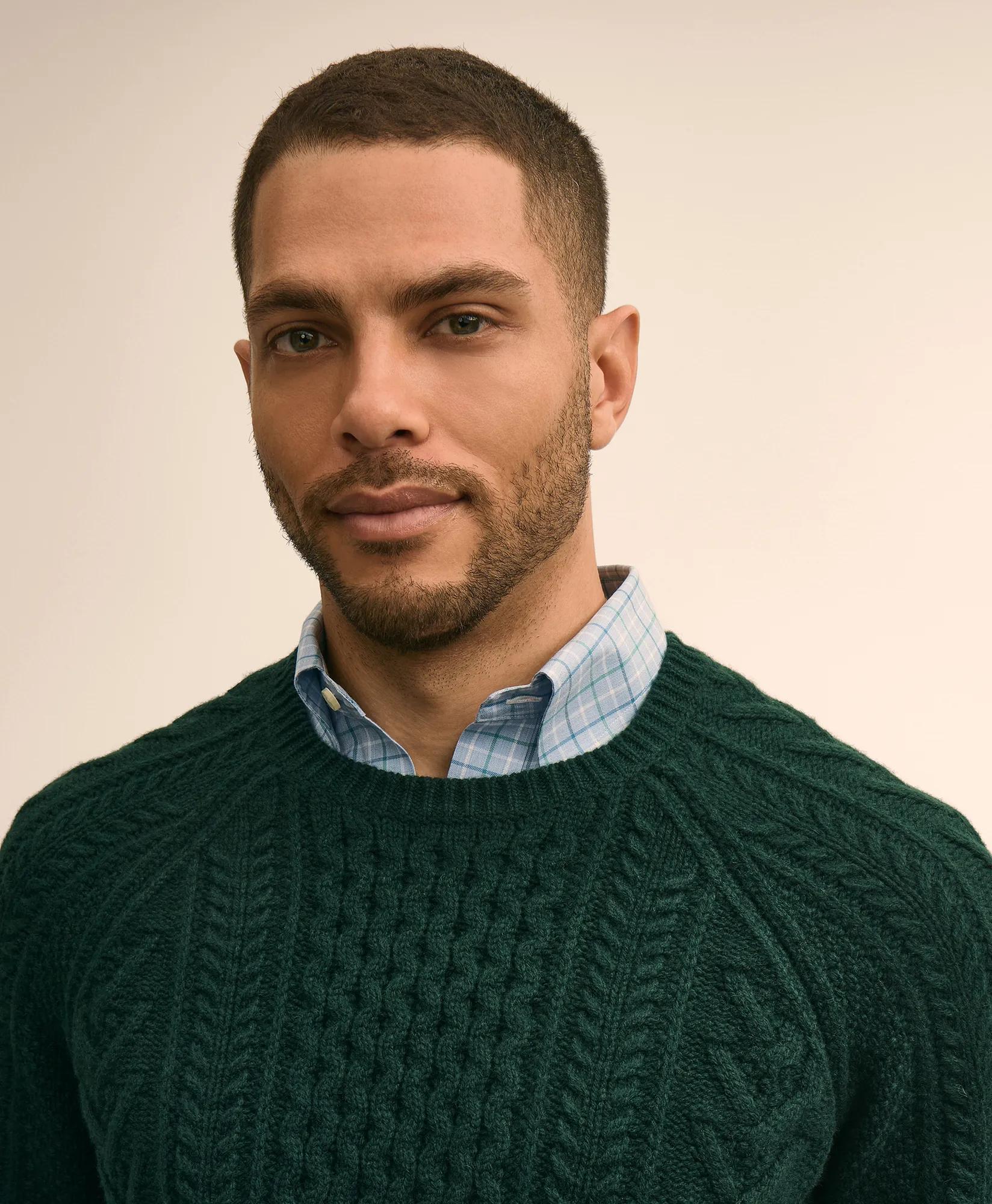 Merino Wool Aran Knit Sweater, image 2
