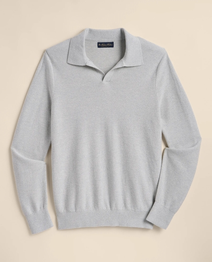 Silk Shetland-Texture Johnny Collar Sweater