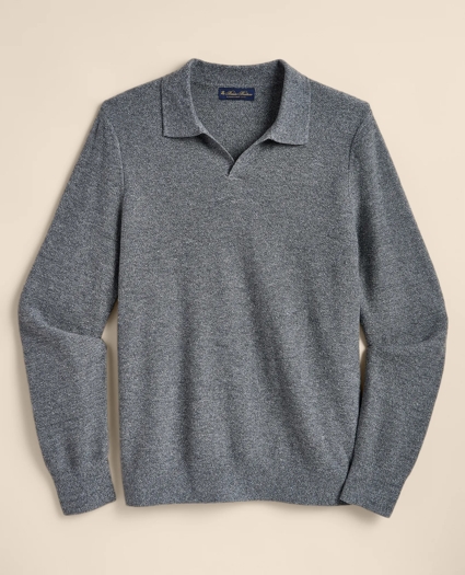 Silk Shetland-Texture Johnny Collar Sweater