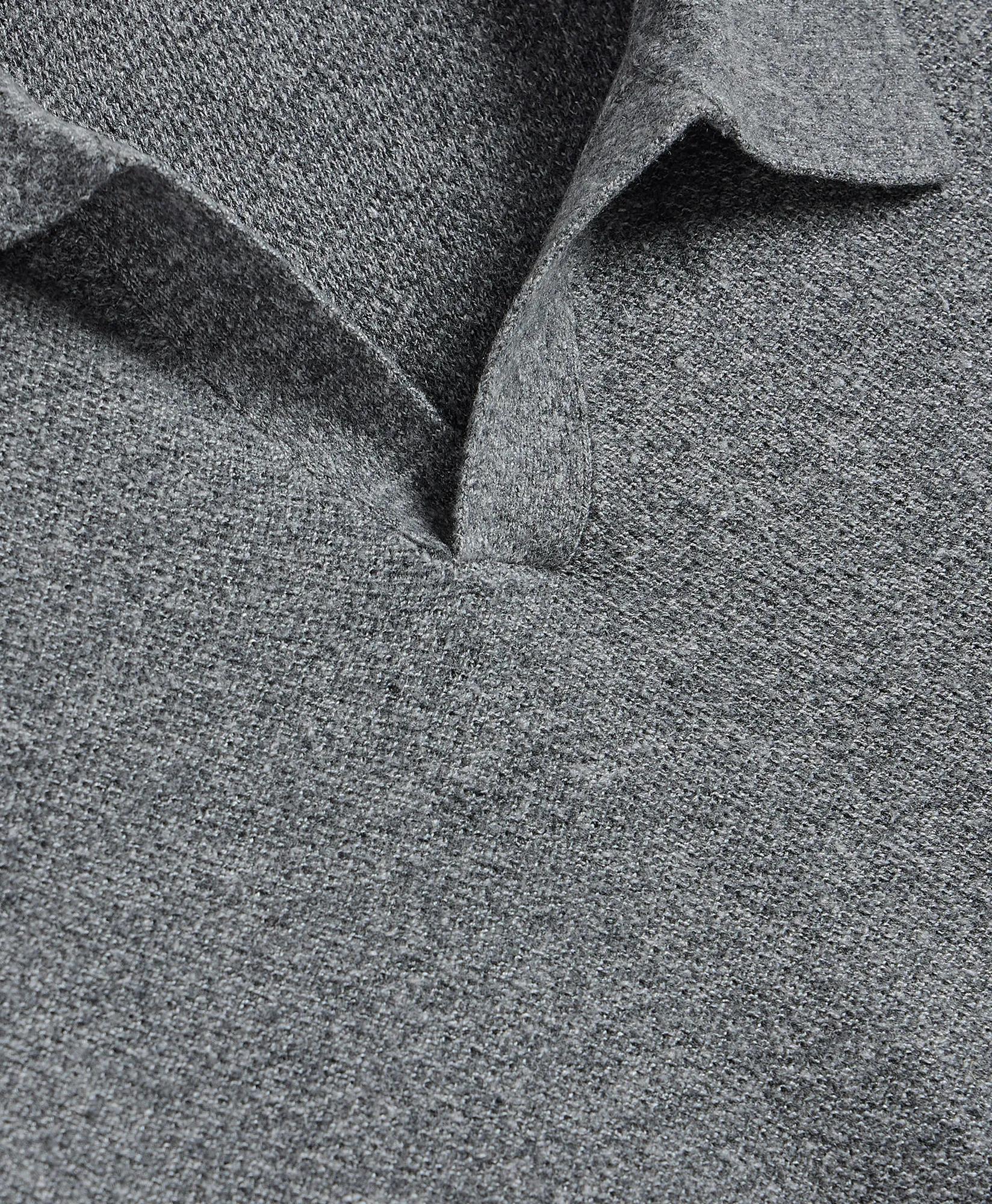 Silk Shetland-Texture Johnny Collar Sweater, image 2