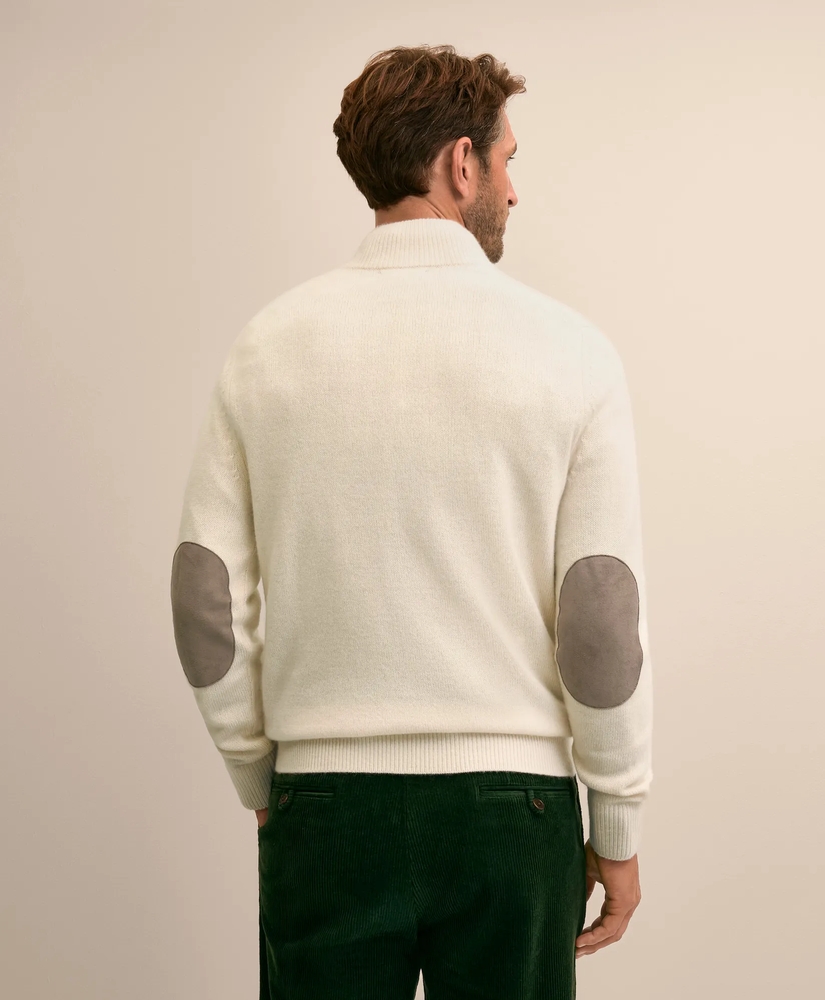 Cashmere Button Mock-Neck Elbow Patch Sweater, image 4