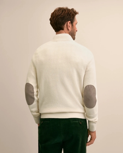 Cashmere Button Mock-Neck Elbow Patch Sweater, image 4