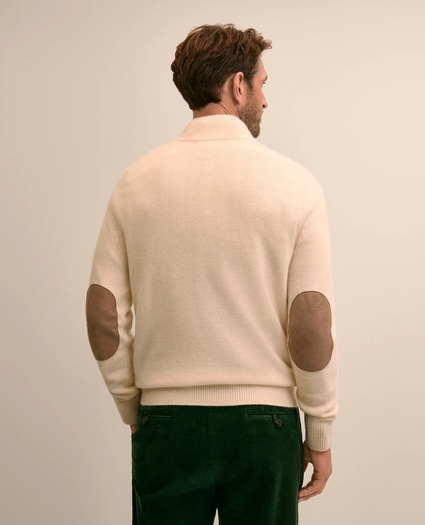 Cashmere Button Mock-Neck Elbow Patch Sweater, image 5