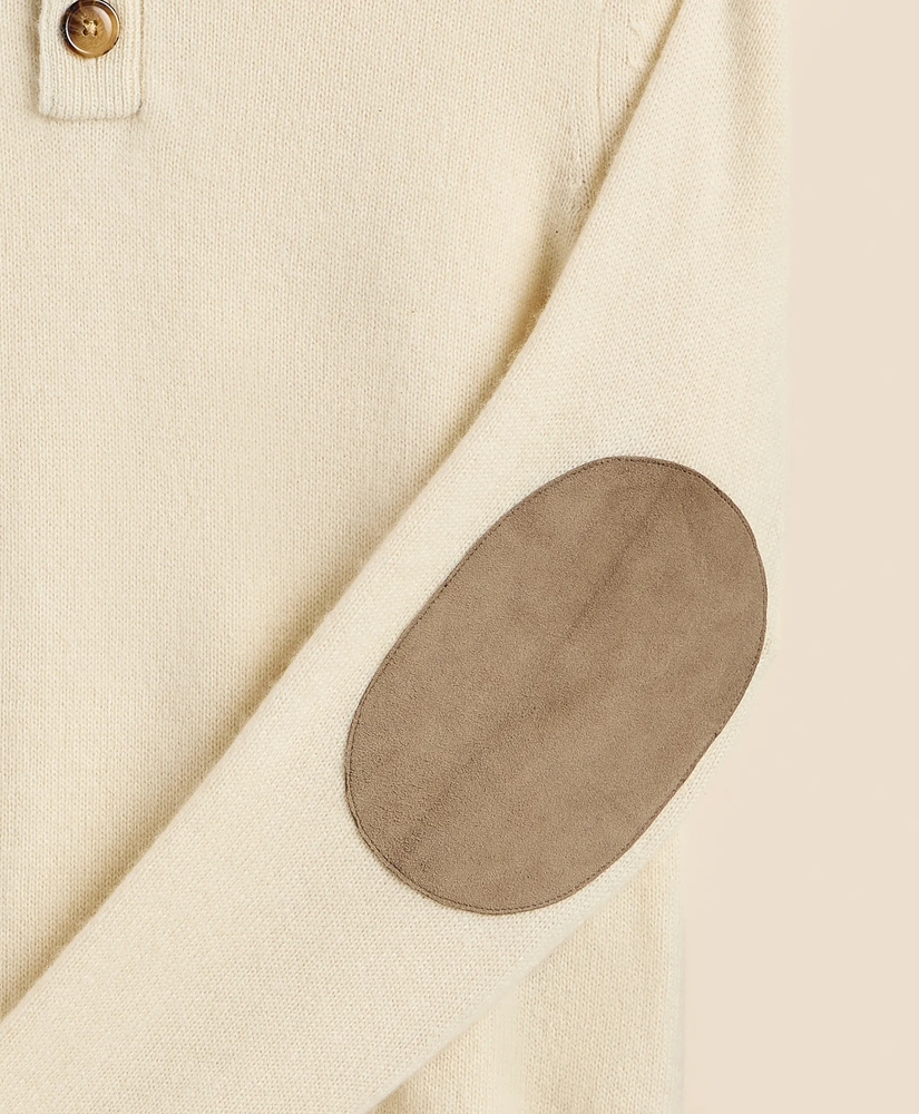 Cashmere Button Mock-Neck Elbow Patch Sweater, image 7