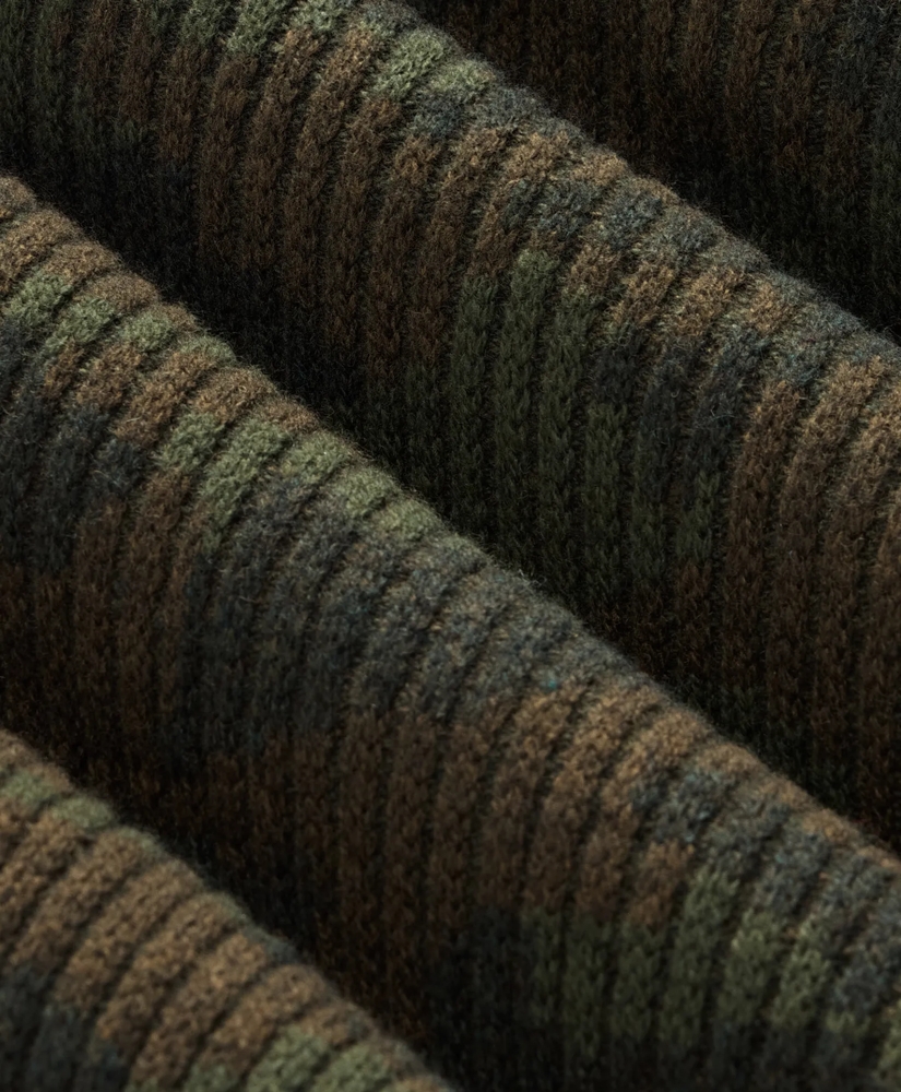 Merino Wool Camouflage Henley Elbow-Patch Sweater, image 8