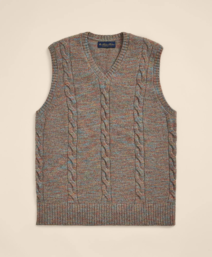 Wool-Yak-Cashmere Cable Knit Sweater Vest, image 2