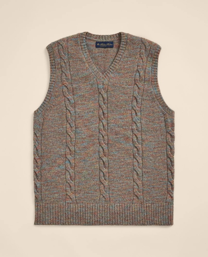 Wool-Yak-Cashmere Cable Knit Sweater Vest, image 2