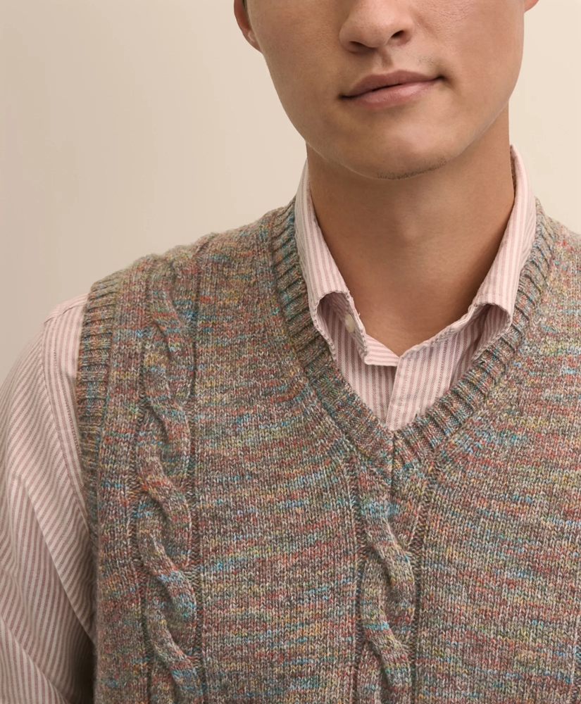 Wool-Yak-Cashmere Cable Knit Sweater Vest, image 4