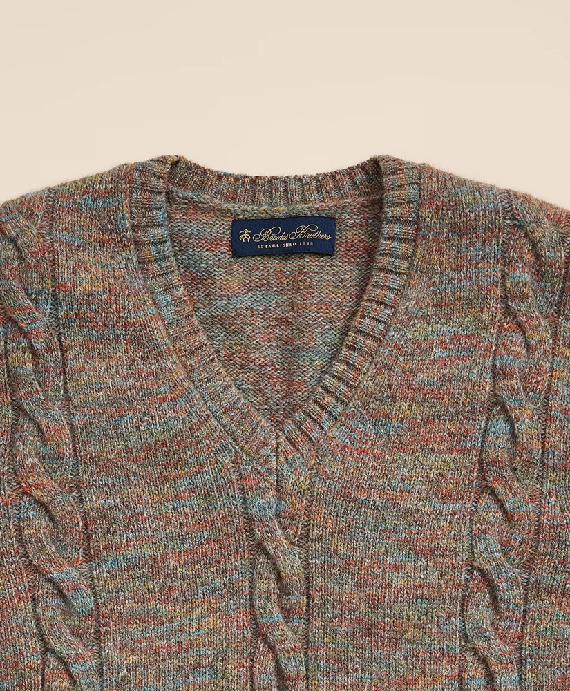 Wool-Yak-Cashmere Cable Knit Sweater Vest, image 6