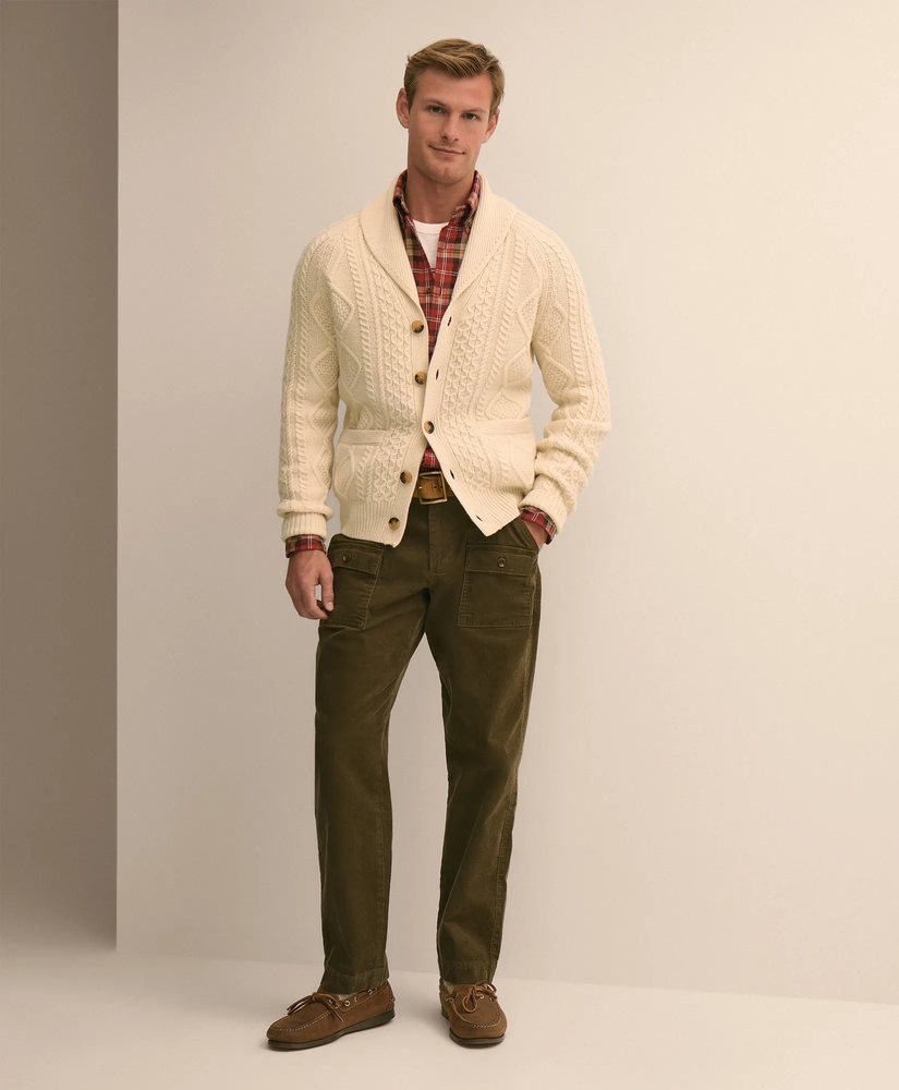 Merino Wool Aran Knit Shawl Cardigan, image 2