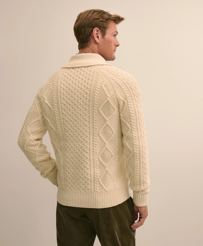 Merino Wool Aran Knit Shawl Cardigan, image 4