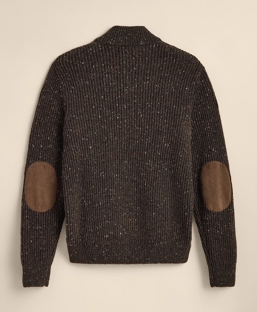 Merino Wool Donegal Glen Plaid Mock-Neck Button Cardigan, image 6