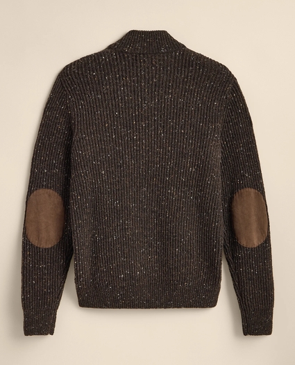 Merino Wool Donegal Glen Plaid Mock-Neck Button Cardigan, image 6