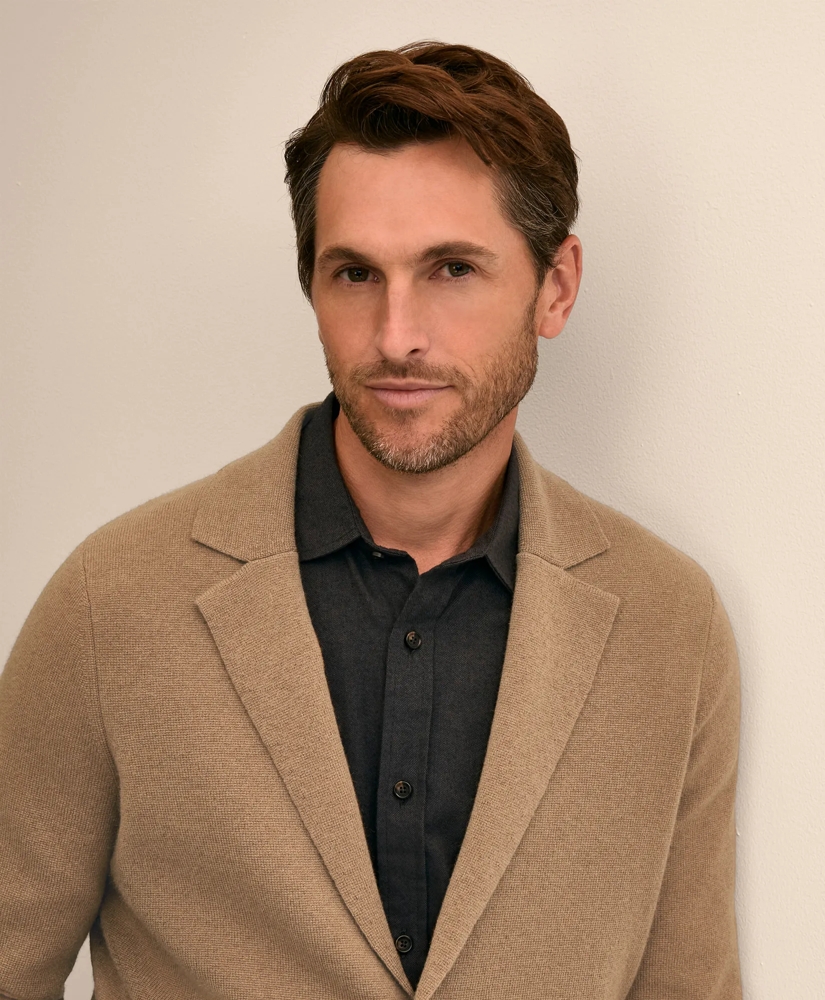 Camel Hair Elbow Patch Blazer Cardigan, image 2