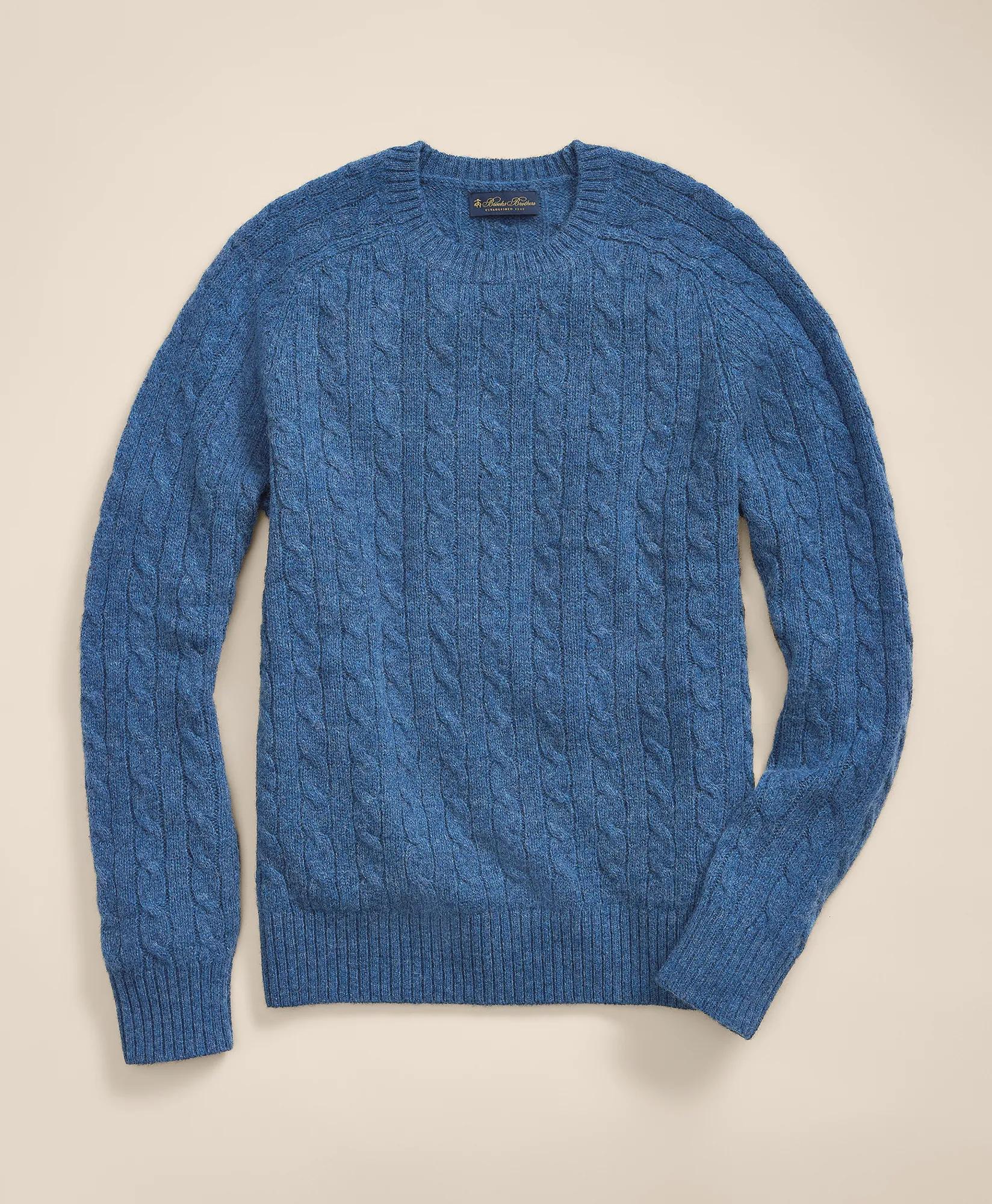 Shetland Wool Cable Knit Sweater, image 1