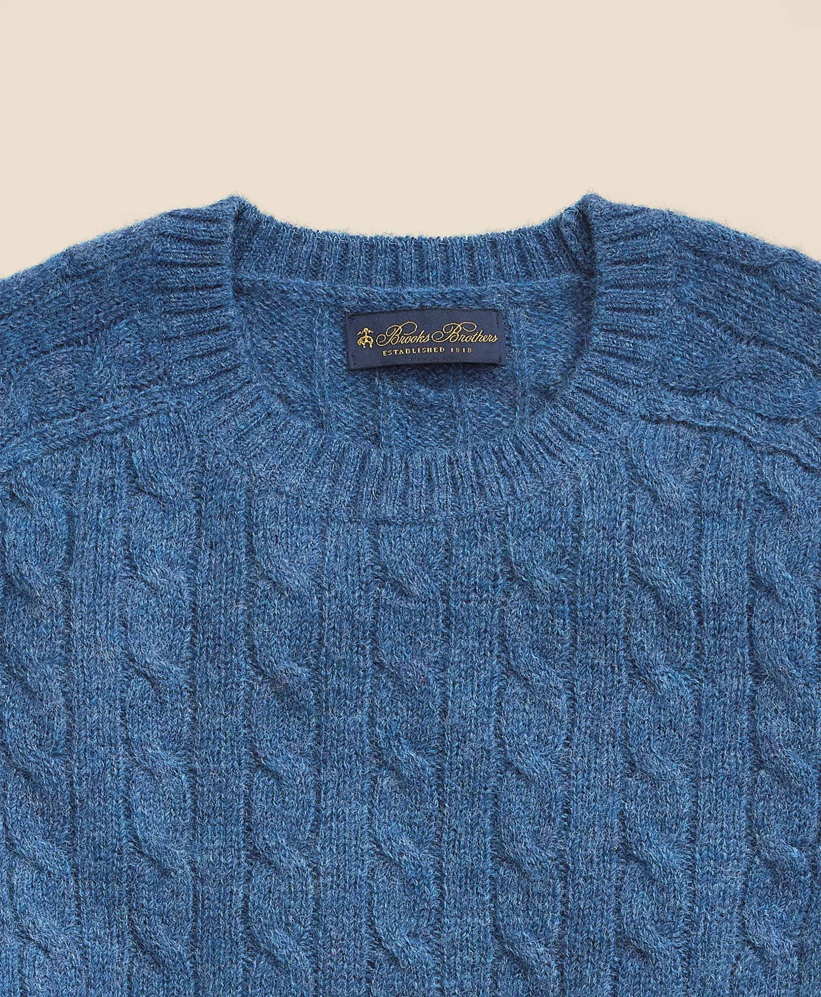 Shetland Wool Cable Knit Sweater, image 2