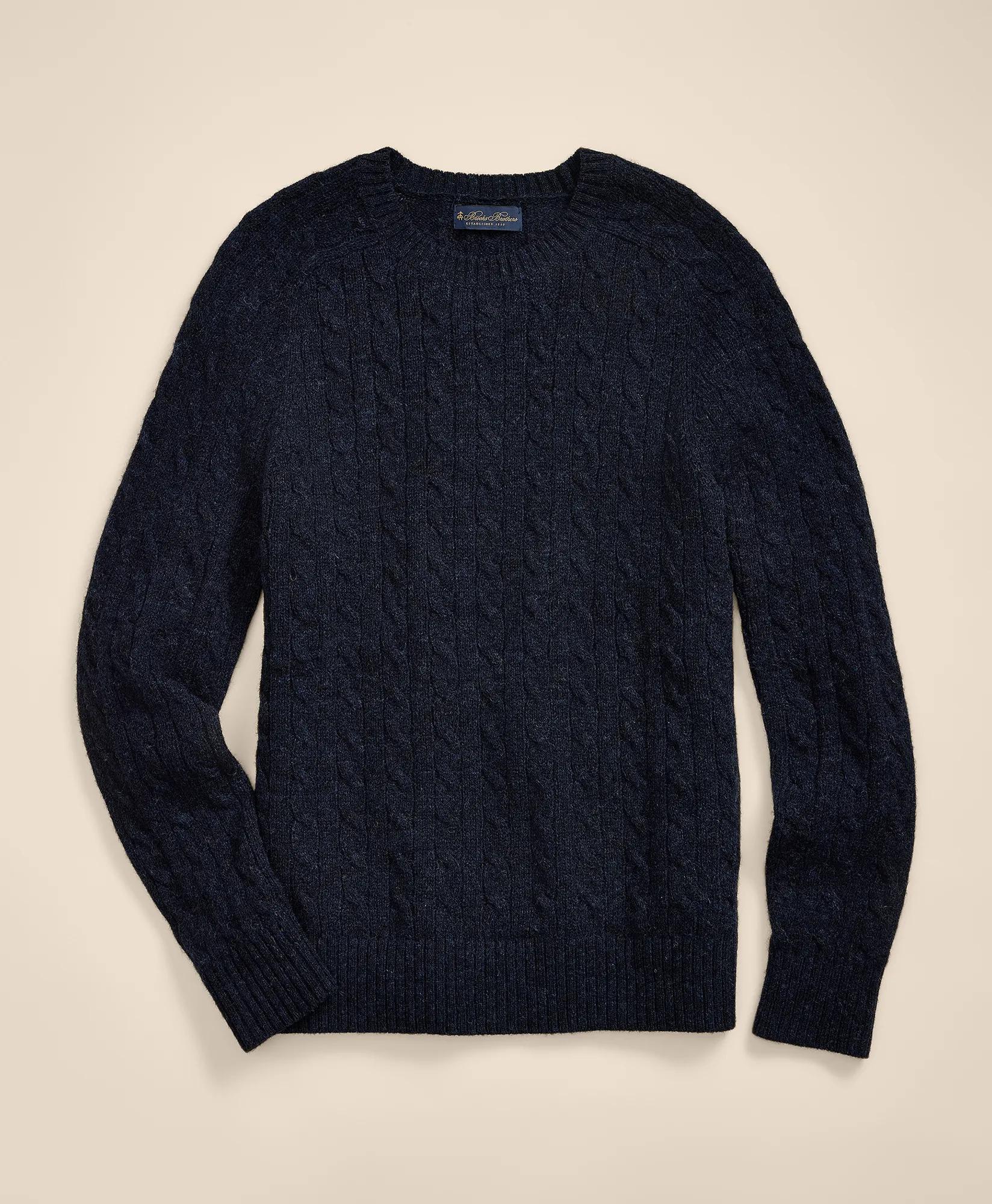 Shetland Wool Cable Knit Sweater, image 1