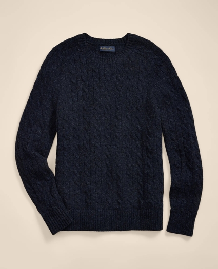 Shetland Wool Cable Knit Sweater